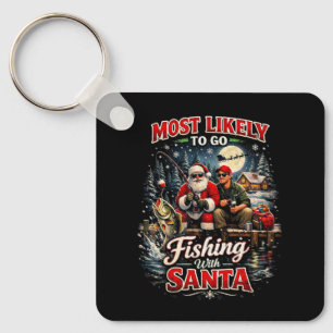 Fishing with Santa Keychain
