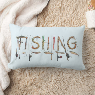Fishing Word Lumbar Throw Pillow