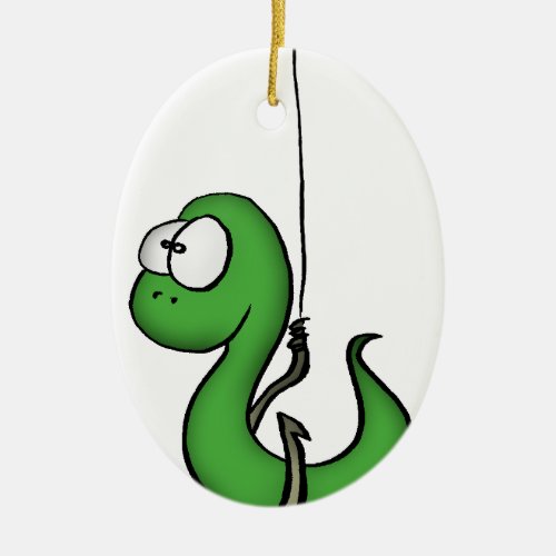 Fishing worm ceramic ornament