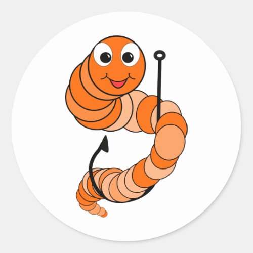 Fishing Worm Classic Round Sticker