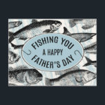 Fishing You A Happy Father's Day Postcard<br><div class="desc">This vintage styled postcard is perfect for the fishing dads in your life!</div>