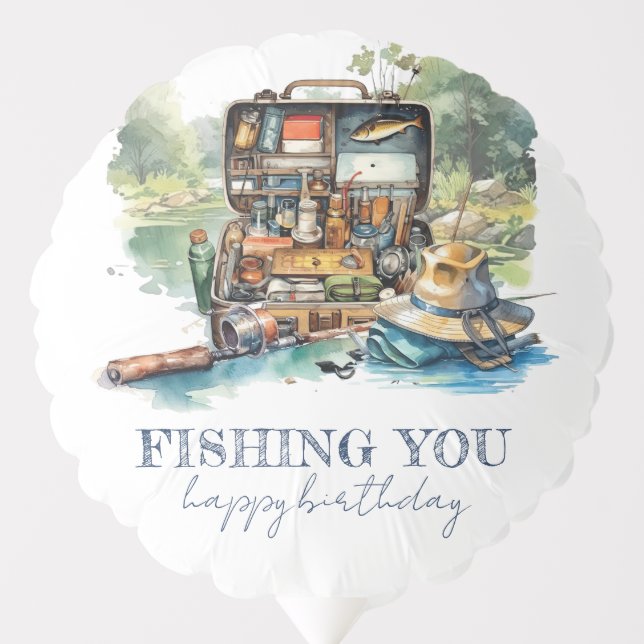 Fishing you Happy Birthday Fishing Birthday Balloon (Front)