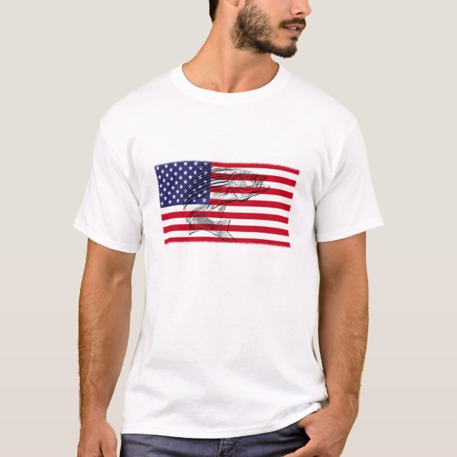 Fishmania Patriot Striper Tshirt (Front)