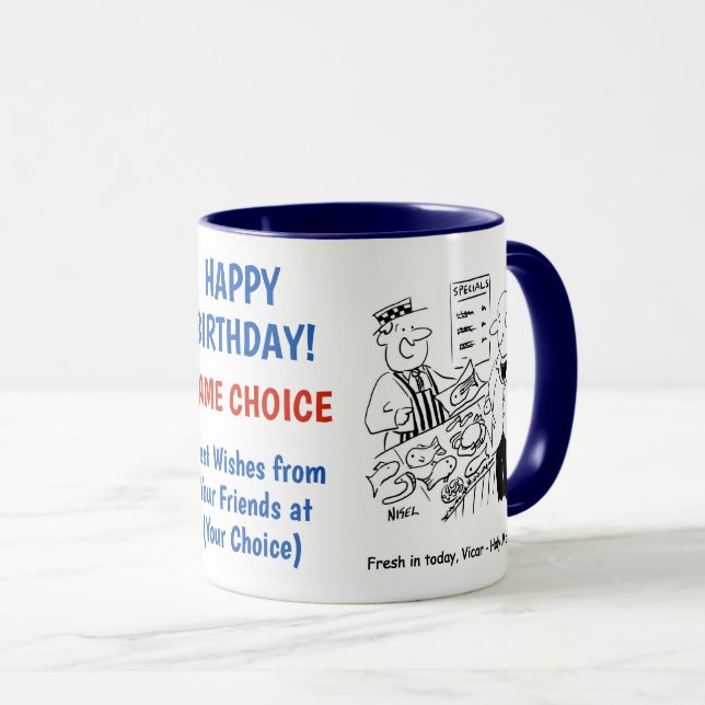 Fishmonger and Fishermen Cartoons Mug (Front Right)