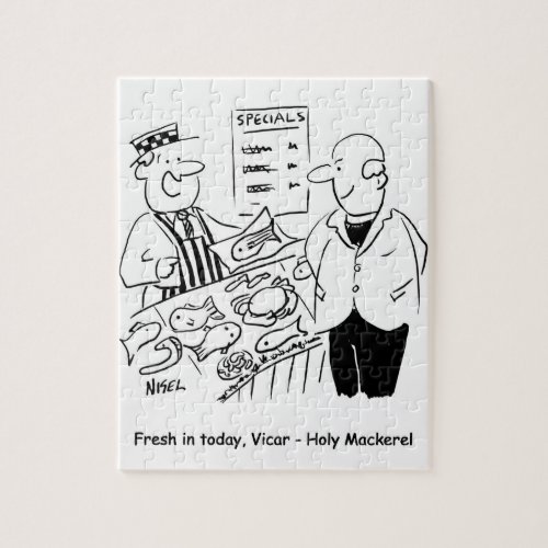 Fishmonger Offers Vicar Holy Mackerel Cartoon Jigsaw Puzzle