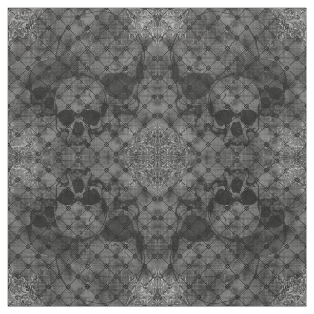 Fishnet Damask Skulls Goth fabric (Swatch)