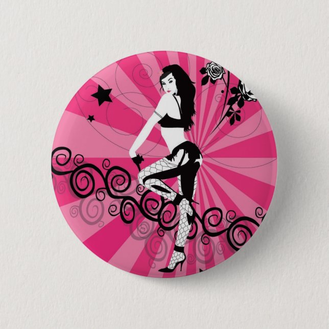 Fishnets and Hot Pink Pinback Button (Front)