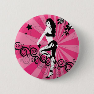 Fishnets and Hot Pink Pinback Button