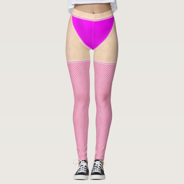 Fishnets Stockings Hot Pink with Knickers Leggings (Front)