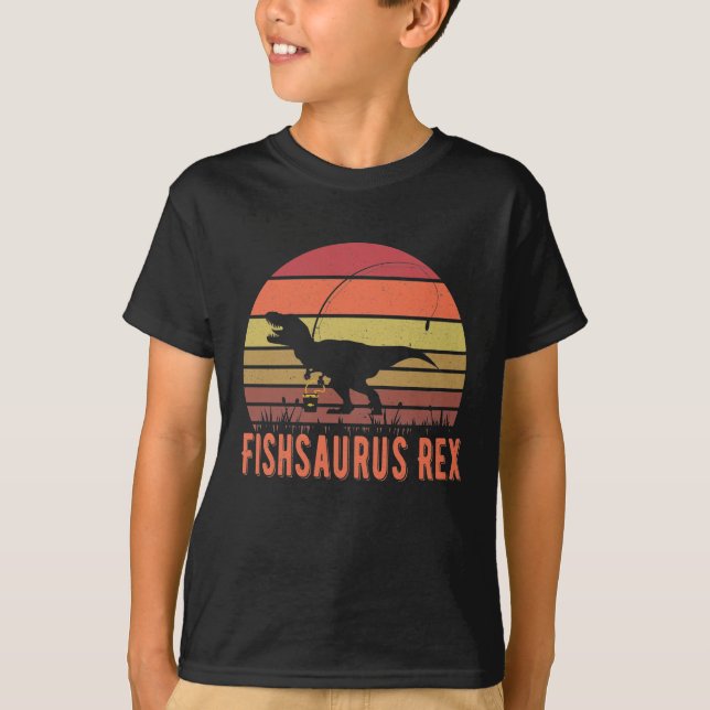 Fishsaurus T-Rex Dinosaur - Funny Fishing Lover  T-Shirt (Front)