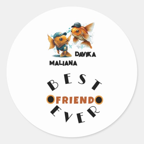Fishy Best Friend Forever Besties Classic Round Sticker