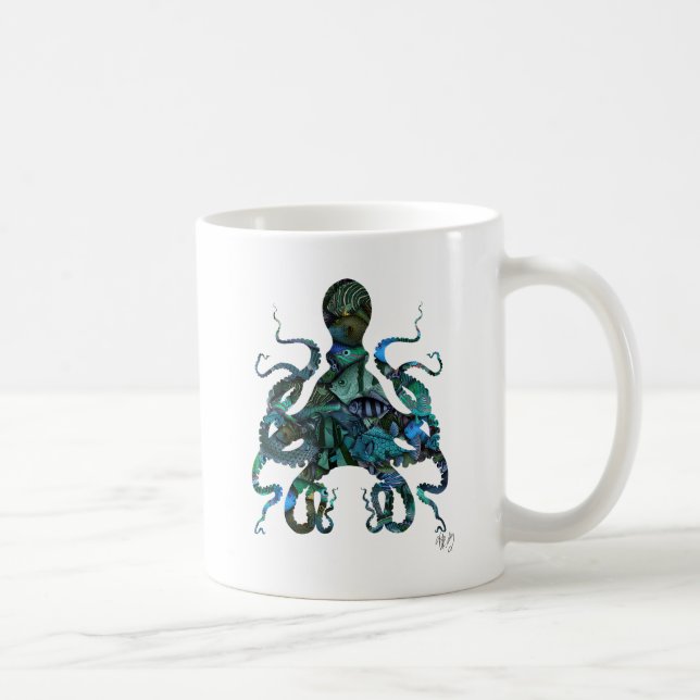 Fishy Blue Octopus Coffee Mug (Right)