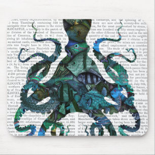 Fishy Blue Octopus Mouse Pad