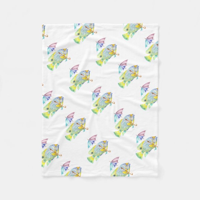Fishy Fish with Umbrella Fleece Blanket (Front)