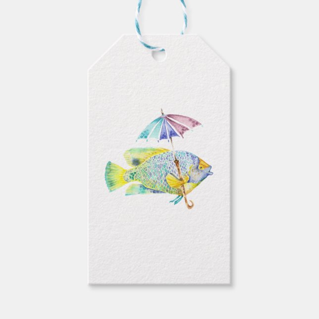 Fishy Fish with Umbrella Gift Tags (Front)
