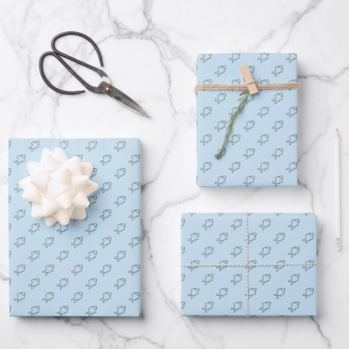 Fishy Fish Wrapping Paper Sky BlueForest Green