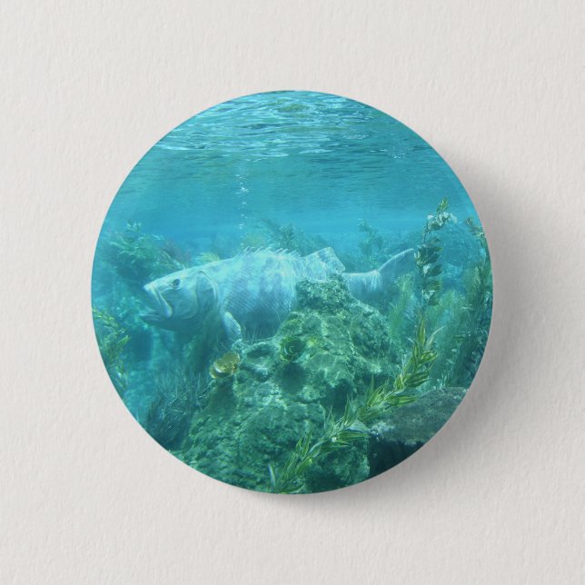 Fishy fishy... underwater fish design pinback button (Front)