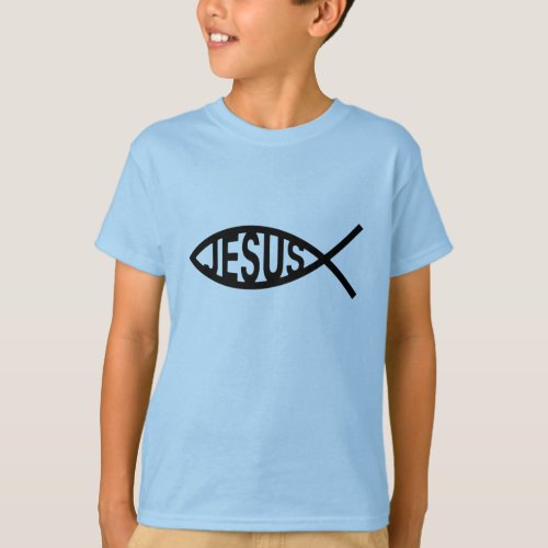 Fishy Jesus in Black T_Shirt
