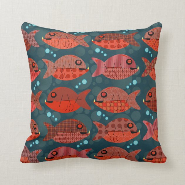 Multicolor 16x16 Animal Cute Designs Life is Better with Piranhas Fish Throw Pillow