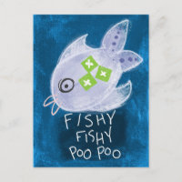 Fishy Poo Fish Postcard - Funny Fishing