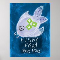 Fishy Poo Fish Poster Wall Art - Funny Fishing
