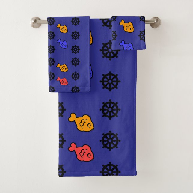 Fishy Wheels Kids Blue  Bath Towel Set (Insitu)