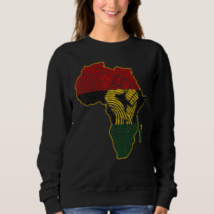 Fist Africa Map African Flag Fingerprint Black His Sweatshirt
