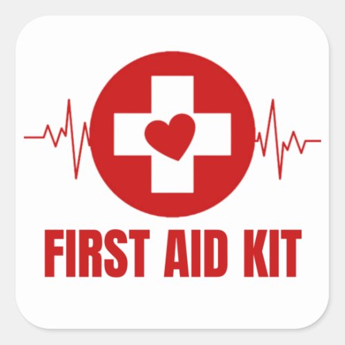 Fist aid kit  square sticker