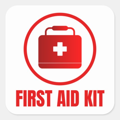 Fist aid kit  square sticker