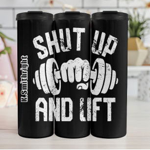 Fist and Dumbbell Shut Up Thermal Tumbler
