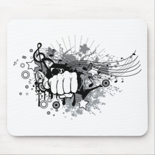 Fist and music on  mouse pad