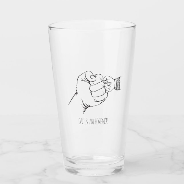 Fist Bump First Father's Day Dad Birthday Gift Glass (Front)