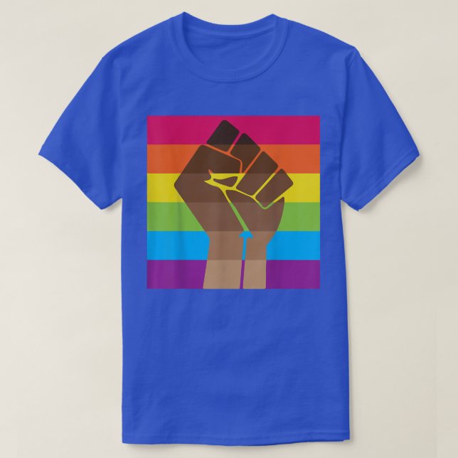 Fist Hand Rainbow Gay Pride BLM LGBT Awareness Mon T-Shirt (Design Front)