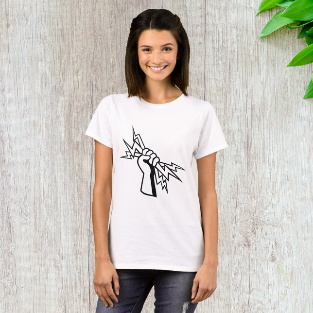 Fist Holding Lightning Bolt Bold Power T-Shirt (Creator Uploaded)