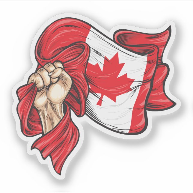 Fist holding national flag of Canada T-Shirt Sticker (Front)