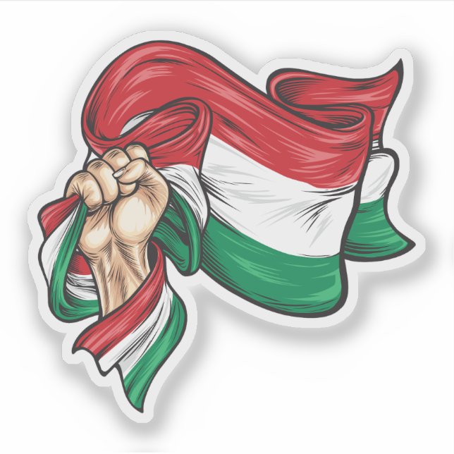 Fist holding national flag of Hungary T-Shirt Sticker (Front)