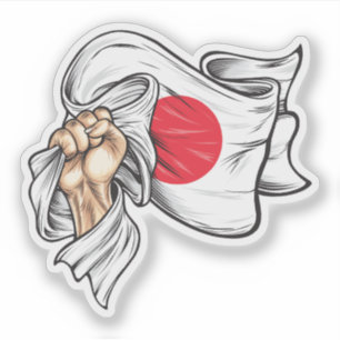 Fist holding national flag of Japan T-Shirt Sticker