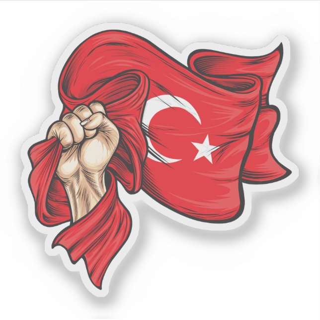 Fist holding national flag of Turkey T-Shirt Sticker (Front)