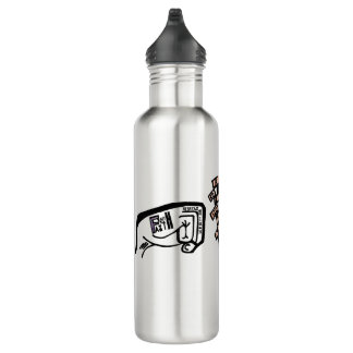 Fist of Faith White, Black Edgy Drawing Stainless Steel Water Bottle