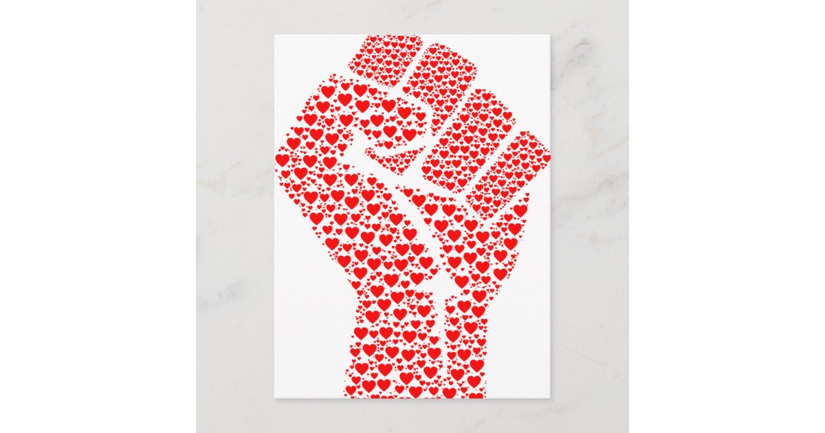 Fist of Love Clenched Fist made of red hearts Postcard Zazzle