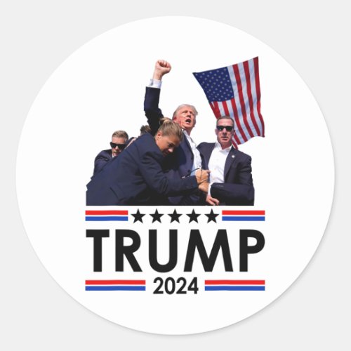 Fist Pump Shot At Trump 2024 Trump Survives Rally  Classic Round Sticker