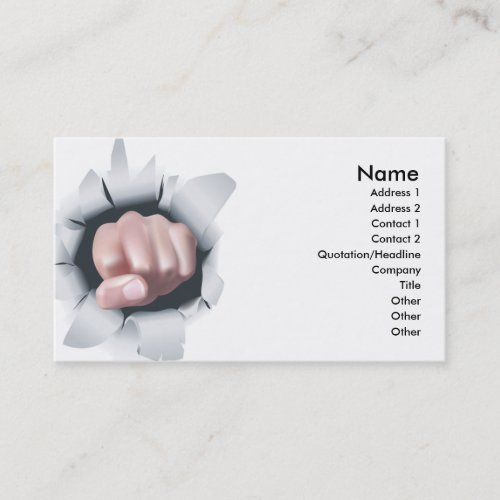 Fist punching high impact design business card