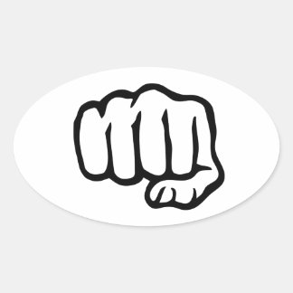 Fist symbol oval sticker