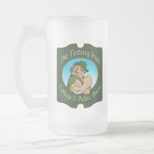 Fisting Irish Frosted Glass Beer Mug