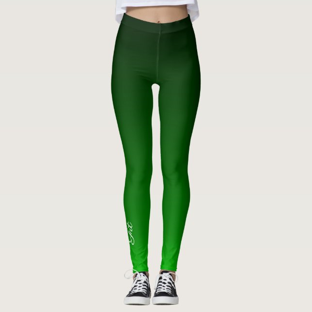 Fit Black Green Ombré Leggings (Front)