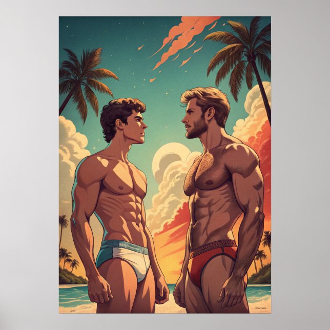Fit boys on the beach poster (Front)