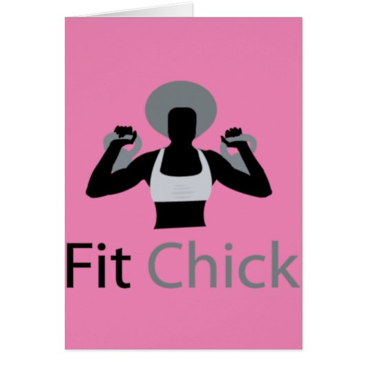 Fit Chick with Afro holding kettlebells Cards (Front)