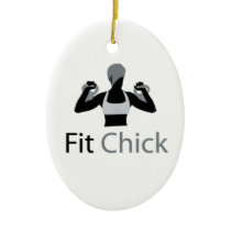 Fit Chick with Kettlebells Ceramic Ornament Fit Chick with Kettlebells Ceramic Ornament