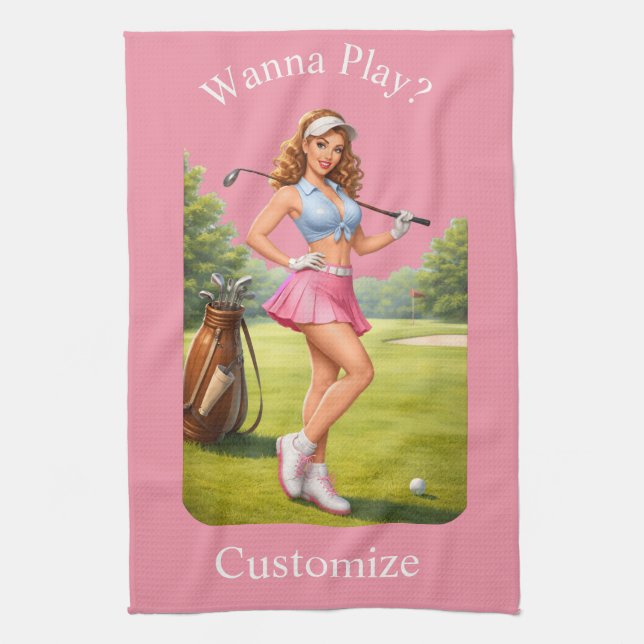Fit Female Golfer Thunder_Cove Kitchen Towel (Vertical)