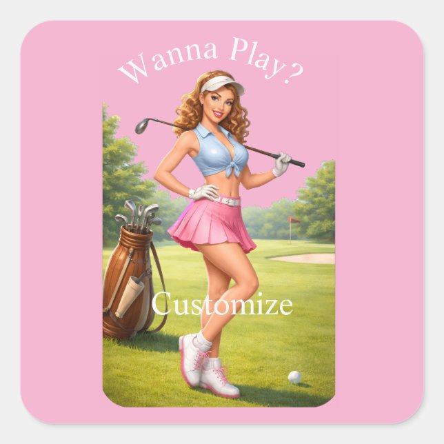 Fit Female Golfer Thunder_Cove Square Sticker (Front)